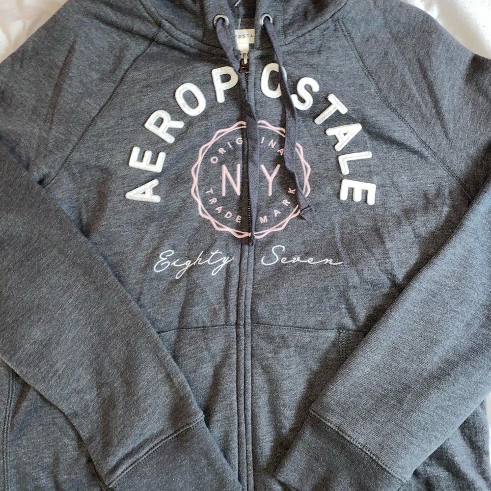 gray aeropostale zip up jacket women’s L